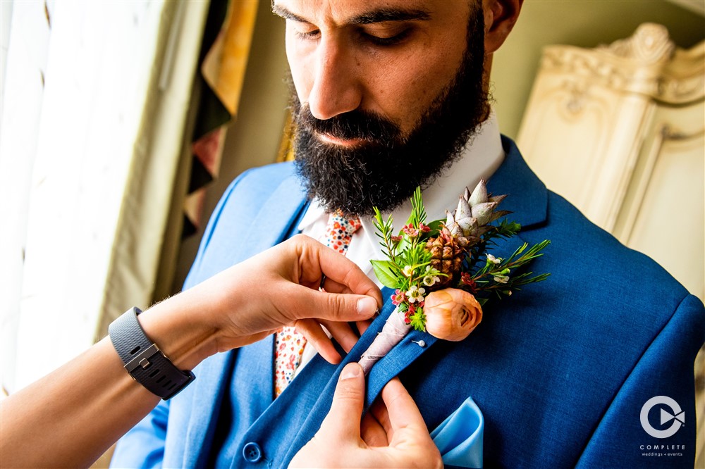 flowered groom